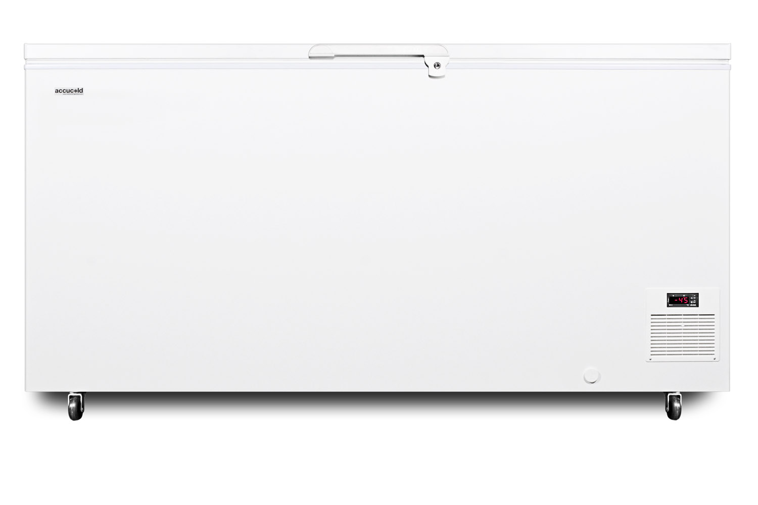 Commercial -45 C capable chest freezer with digital thermostat and 15.5 cu.ft. capacity